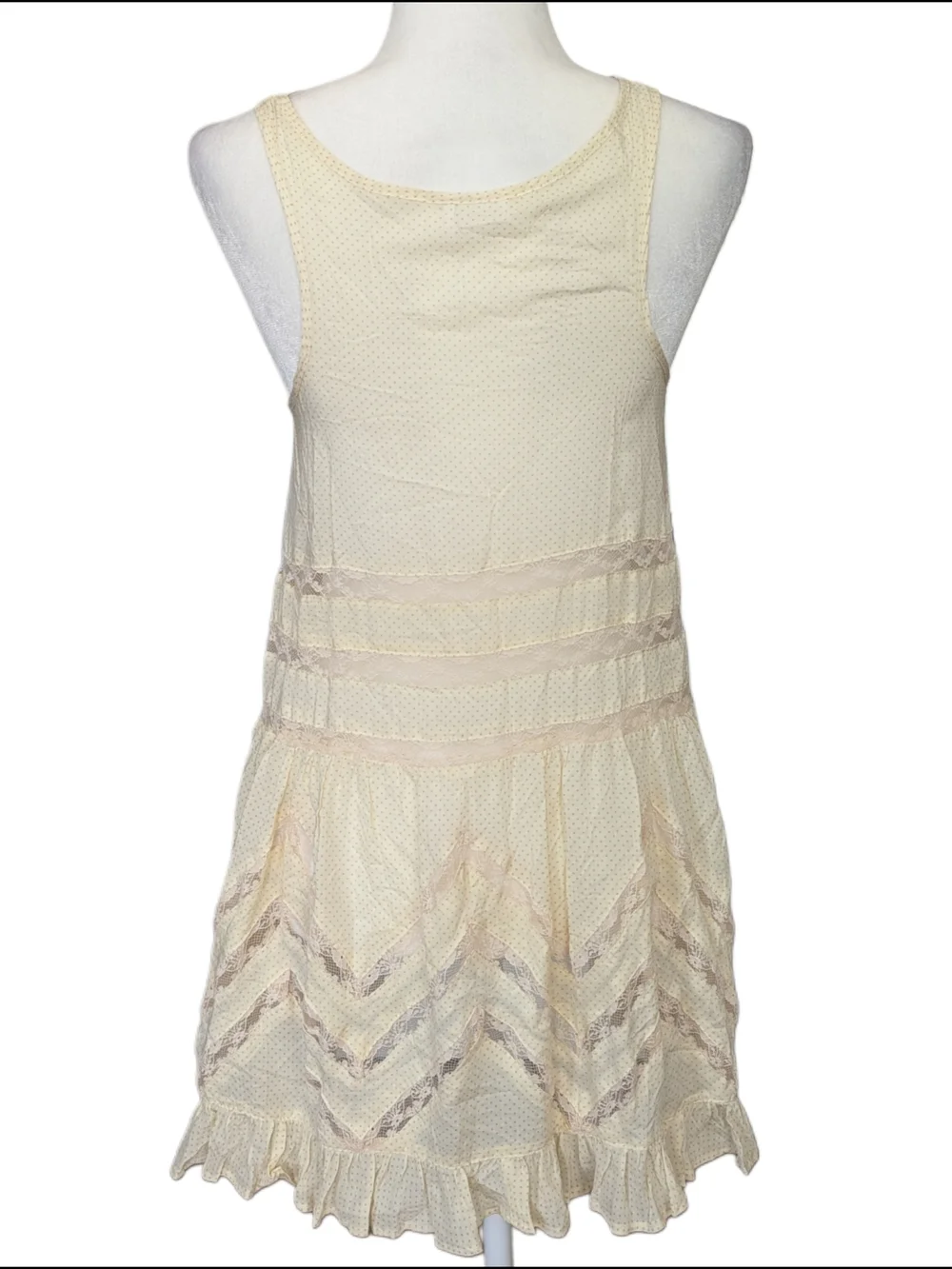 Free People Womens Yellow Pink Lace Voile and Lace Trapeze Slip Dress NWT XS